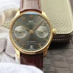 Replica IWC ZF Portuguese IW5001 YG Gray Dial Leather Strap