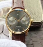 Replica IWC ZF Portuguese IW5001 YG Gray Dial Leather Strap