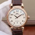 Replica IWC TW Da Vinci RG IW3566 White Dial Black Leather Strap A2892